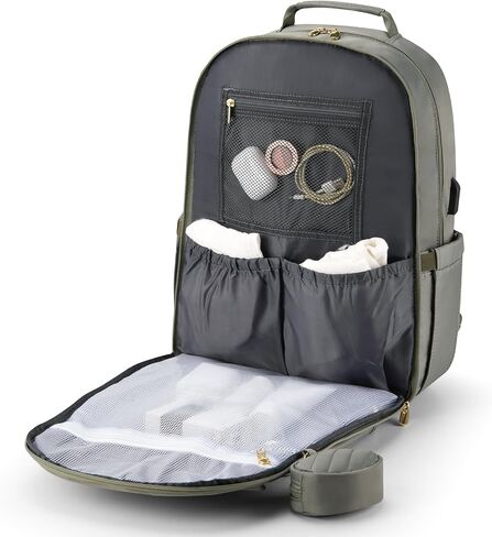 MOMUVO Diaper Bag Backpack, Quilted Baby Bag with Changing Pad & Stroller Straps & Pacifier Case, Large Travel Diaper Bags for Mom Dad, Black in Kuwait
