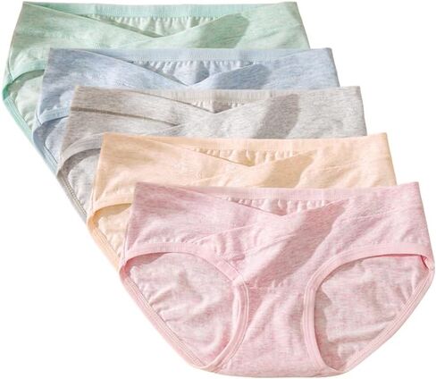 X Element | Maternity Underwear Cotton Postpartum Panties V-Front Under the Bump 5/Pk Multi Color in Kuwait