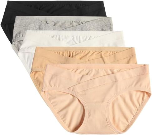X Element | Maternity Underwear Cotton Postpartum Panties V-Front Under the Bump 5/Pk Multi Color in Kuwait