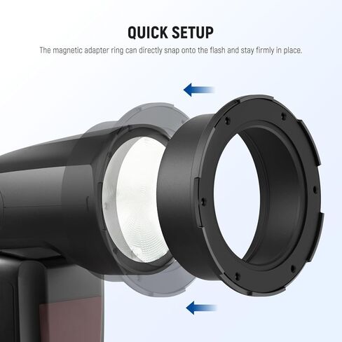 حلقة محول مغناطيسي مستديرة من Neewer Round Flash ، مرفق مصباح Magnetic Magnetic Magnetic Magnetic متوافق مع Godox V1/V1 Pro Neewer Z1 Z2 Series Round Feadlight ، CRS13 in Kuwait
