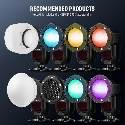 حلقة محول مغناطيسي مستديرة من Neewer Round Flash ، مرفق مصباح Magnetic Magnetic Magnetic Magnetic متوافق مع Godox V1/V1 Pro Neewer Z1 Z2 Series Round Feadlight ، CRS13 in Kuwait