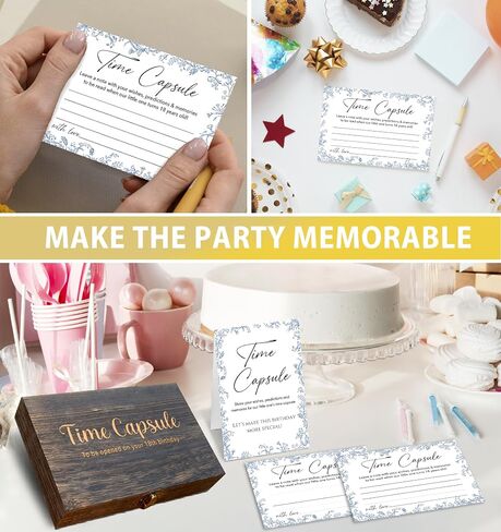 Baby Time Capsule Box for 1st Birthday – Set of 50 Wishes Cards & Keepsake Gift Box – First Birthday Party Games & Decorations (Vintage Floral Patterns) -A05 in Saudi Arabia