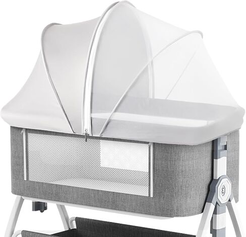 Akiky Bassinet Cover Mosquito Net with Two-Way Zippers Foldable Bassinet Bedside Sleeper Tent to Keep Cats/Bugs Out(White) in Saudi Arabia