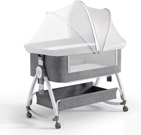 Akiky Bassinet Cover Mosquito Net with Two-Way Zippers Foldable Bassinet Bedside Sleeper Tent to Keep Cats/Bugs Out(White) in Saudi Arabia