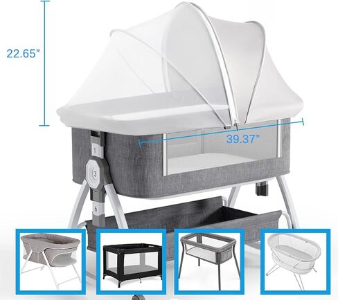 Akiky Bassinet Cover Mosquito Net with Two-Way Zippers Foldable Bassinet Bedside Sleeper Tent to Keep Cats/Bugs Out(White) in Saudi Arabia