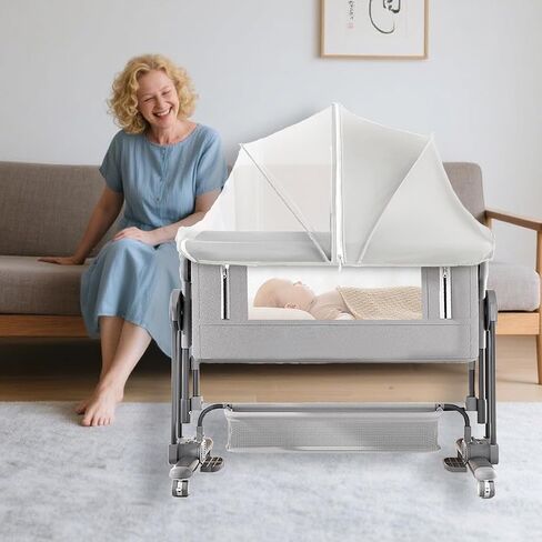 Akiky Bassinet Cover Mosquito Net with Two-Way Zippers Foldable Bassinet Bedside Sleeper Tent to Keep Cats/Bugs Out(White) in Saudi Arabia