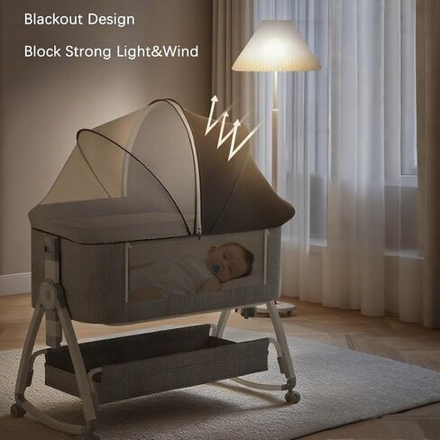 Akiky Bassinet Cover Mosquito Net with Two-Way Zippers Foldable Bassinet Bedside Sleeper Tent to Keep Cats/Bugs Out(White) in Saudi Arabia