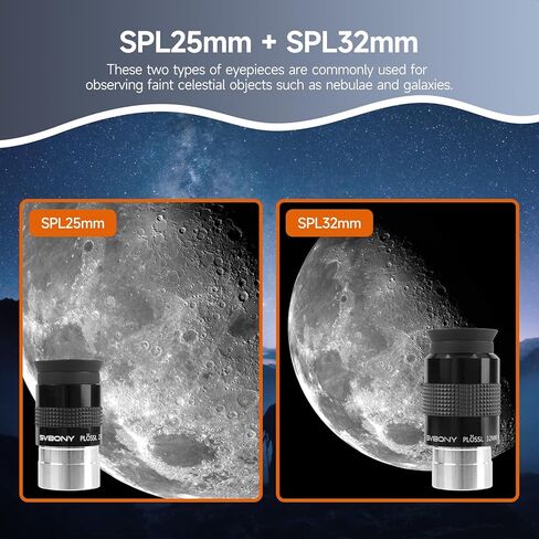 SVBONY SV233 12 Piece Telescope Accessory Kit 3.2mm Ultra-Wide Angle Planetary Eyepiece, SPL25/32mm Eyepieces 7-21mm Zoom Eyepiece, 2X Barlow Lens, LRGB Filters Moon Filter Variable Polarizer Filter in Saudi Arabia