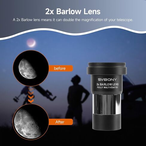 SVBONY SV233 12 Piece Telescope Accessory Kit 3.2mm Ultra-Wide Angle Planetary Eyepiece, SPL25/32mm Eyepieces 7-21mm Zoom Eyepiece, 2X Barlow Lens, LRGB Filters Moon Filter Variable Polarizer Filter in Saudi Arabia