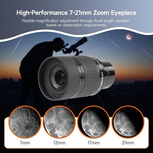 SVBONY SV233 12 Piece Telescope Accessory Kit 3.2mm Ultra-Wide Angle Planetary Eyepiece, SPL25/32mm Eyepieces 7-21mm Zoom Eyepiece, 2X Barlow Lens, LRGB Filters Moon Filter Variable Polarizer Filter in Saudi Arabia