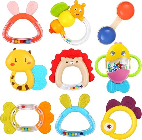 Moontoy 12pcs أجرام الأطفال للأطفال من 0 إلى 6 أشهر ألعاب التسنين 3-6 أشهر ، أسنان الأطفال في الأطفال حديثي الولادة ألعاب الطفل 6-12 شهر in Saudi Arabia