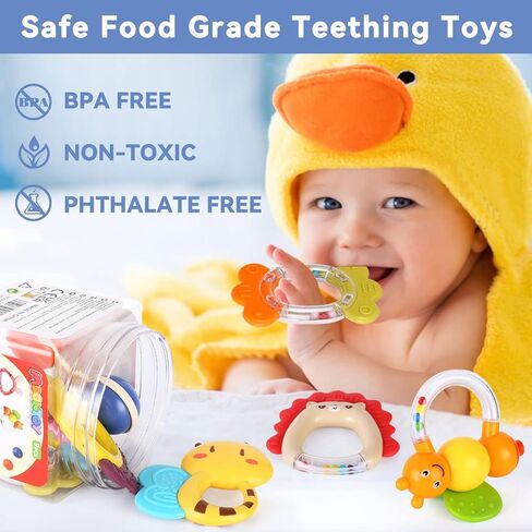 Moontoy 12pcs أجرام الأطفال للأطفال من 0 إلى 6 أشهر ألعاب التسنين 3-6 أشهر ، أسنان الأطفال في الأطفال حديثي الولادة ألعاب الطفل 6-12 شهر in Saudi Arabia