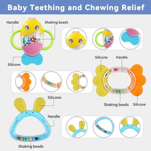 Moontoy 12pcs أجرام الأطفال للأطفال من 0 إلى 6 أشهر ألعاب التسنين 3-6 أشهر ، أسنان الأطفال في الأطفال حديثي الولادة ألعاب الطفل 6-12 شهر in Saudi Arabia