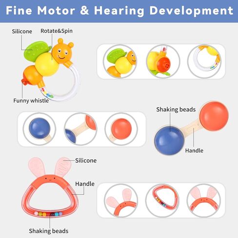 Moontoy 12pcs أجرام الأطفال للأطفال من 0 إلى 6 أشهر ألعاب التسنين 3-6 أشهر ، أسنان الأطفال في الأطفال حديثي الولادة ألعاب الطفل 6-12 شهر in Saudi Arabia
