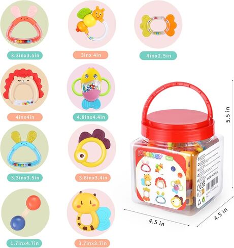 Moontoy 12pcs أجرام الأطفال للأطفال من 0 إلى 6 أشهر ألعاب التسنين 3-6 أشهر ، أسنان الأطفال في الأطفال حديثي الولادة ألعاب الطفل 6-12 شهر in Saudi Arabia