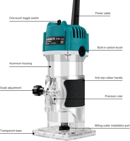 جهاز توجيه تقليم كهربائي Jadeshay للأعمال الخشبية ، 6 Speed ​​Adjustment 800W Tool Motor Woodworking مع مشاريع طحن 15 مساءً in Kuwait