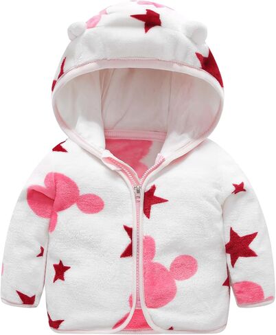 AIWUHE Baby Boys Girls Hooded Fleece Jacket Cute Bear Hoodie Zip Up Teddy Coat Sherpa Winter Warm Outwear With Pocket 1-6Y in Kuwait