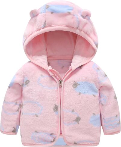 AIWUHE Baby Boys Girls Hooded Fleece Jacket Cute Bear Hoodie Zip Up Teddy Coat Sherpa Winter Warm Outwear With Pocket 1-6Y in Kuwait