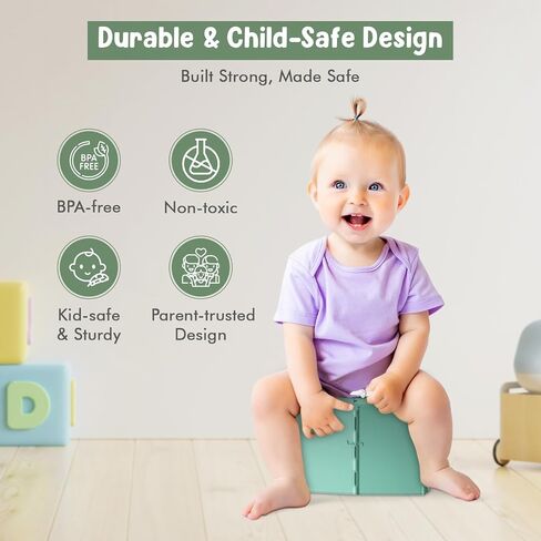 Teo-Portable Toddler Travel Potty-مرحاض قابلة للطي وخفيفة الوزن ومقاومة للتسرب للأطفال مع حقيبة سفر وبطانات يمكن التخلص منها-كرسي قعادة مضغوط للاستخدام في المنزل والاستخدام (Adventure Green) in Saudi Arabia
