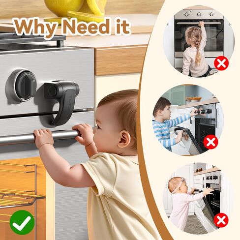EUDEMON 1 Pack Oven Lock,Baby Proofing Oven Door Lock, Child Safety Oven Front Lock, Easy to Install & Use no Tools Need or Drill (Black) in Saudi Arabia