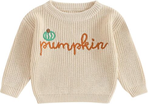 FOMOYUU Baby Girl Boy Knit Sweater Halloween Outfit Embroidery Warm Crewneck Long Sleeve Tops Fall Winter Clothes in Saudi Arabia