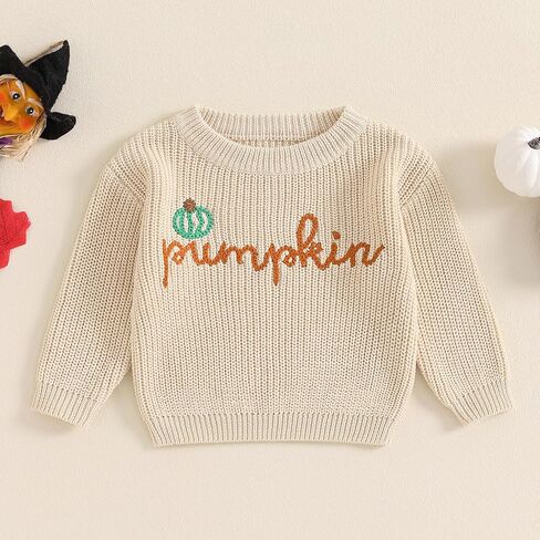 FOMOYUU Baby Girl Boy Knit Sweater Halloween Outfit Embroidery Warm Crewneck Long Sleeve Tops Fall Winter Clothes in Saudi Arabia