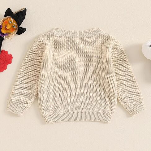 FOMOYUU Baby Girl Boy Knit Sweater Halloween Outfit Embroidery Warm Crewneck Long Sleeve Tops Fall Winter Clothes in Saudi Arabia