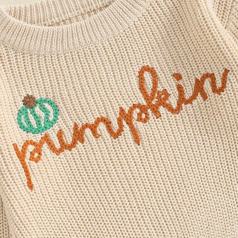 FOMOYUU Baby Girl Boy Knit Sweater Halloween Outfit Embroidery Warm Crewneck Long Sleeve Tops Fall Winter Clothes in Saudi Arabia