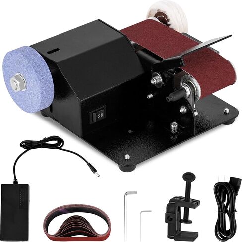 Mini Electric Belt Sander1.97x13 بوصة صغيرة مقاعد البدلاء القرص الرملية آلة التحكم في السرعة السبع ، مع عجلة الصنفرة وعجلة التلميع وسطح المكتب in Saudi Arabia