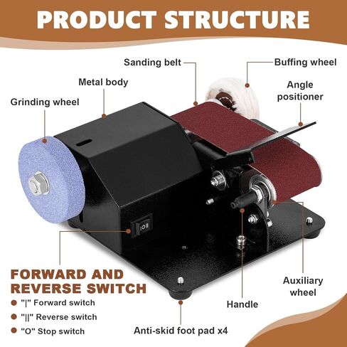 Mini Electric Belt Sander1.97x13 بوصة صغيرة مقاعد البدلاء القرص الرملية آلة التحكم في السرعة السبع ، مع عجلة الصنفرة وعجلة التلميع وسطح المكتب in Saudi Arabia