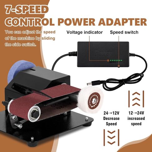 Mini Electric Belt Sander1.97x13 بوصة صغيرة مقاعد البدلاء القرص الرملية آلة التحكم في السرعة السبع ، مع عجلة الصنفرة وعجلة التلميع وسطح المكتب in Saudi Arabia