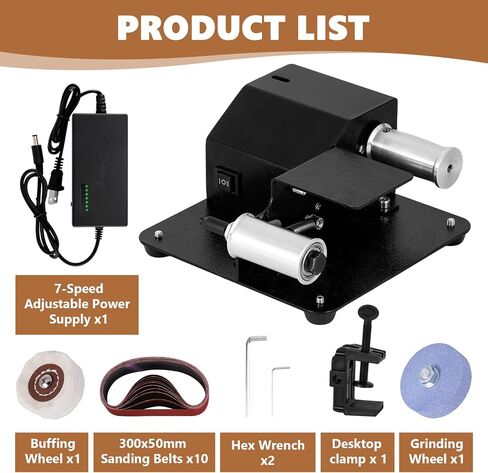 Mini Electric Belt Sander1.97x13 بوصة صغيرة مقاعد البدلاء القرص الرملية آلة التحكم في السرعة السبع ، مع عجلة الصنفرة وعجلة التلميع وسطح المكتب in Saudi Arabia