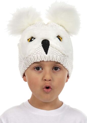 Elope Toddler Hedwig Knit Hat - منقار وعيون مطرزة ، ريش الفرو المزيف ، مرخص رسميًا in Saudi Arabia