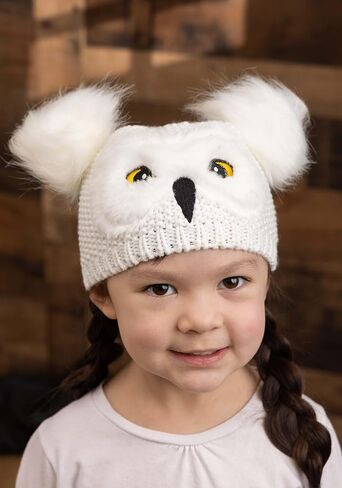 Elope Toddler Hedwig Knit Hat - منقار وعيون مطرزة ، ريش الفرو المزيف ، مرخص رسميًا in Saudi Arabia
