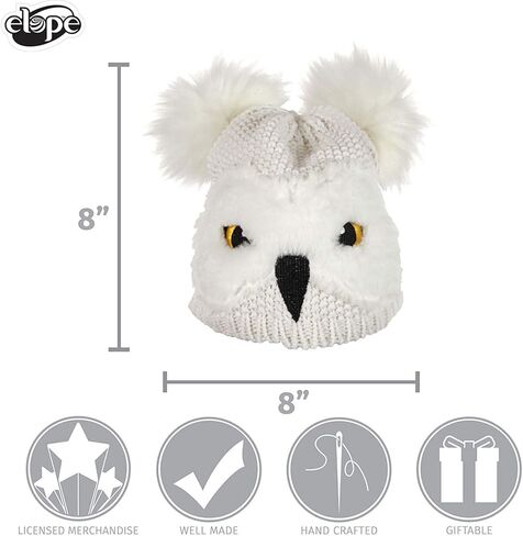 Elope Toddler Hedwig Knit Hat - منقار وعيون مطرزة ، ريش الفرو المزيف ، مرخص رسميًا in Saudi Arabia