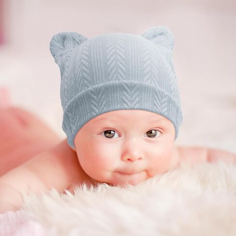قبعات Bqubo حديثي الولادة الدب آذان و mittens مجموعات preemie caps طفل رضيع فتاة infant المستشفى بيني لمدة 0-3 أشهر in Saudi Arabia
