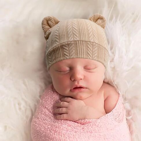 قبعات Bqubo حديثي الولادة الدب آذان و mittens مجموعات preemie caps طفل رضيع فتاة infant المستشفى بيني لمدة 0-3 أشهر in Saudi Arabia