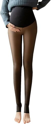 Maternity Translucent Fleece Lined Tights That Look Sheer Opaque Pregnancy Leggings for Women Winter Warm Pantyhose in Saudi Arabia