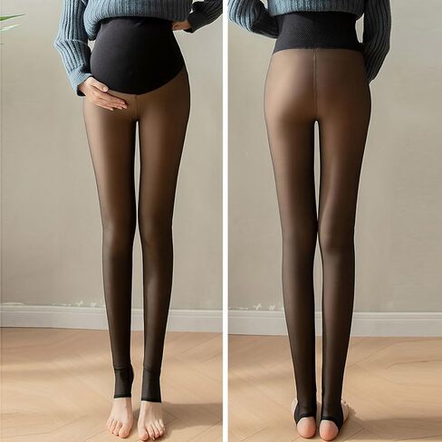 Maternity Translucent Fleece Lined Tights That Look Sheer Opaque Pregnancy Leggings for Women Winter Warm Pantyhose in Saudi Arabia