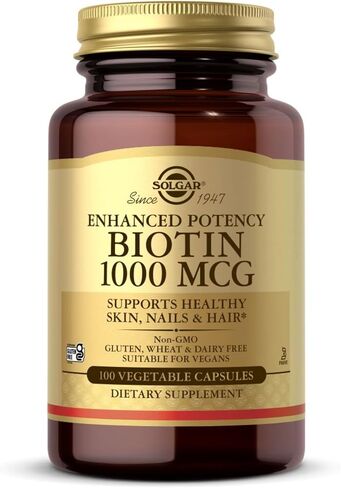 Solgar Biotin 1000 mcg - 250 كبسولة نباتية - يدعم صحة البشرة والأظافر والشعر - غير معدل وراثيًا، نباتي، خالي من الغلوتين، خالي من منتجات الألبان، كوشير، حلال - 250 وجبة in Saudi Arabia