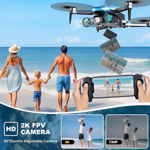 الطائرات بدون طيار مع الكاميرا ، 2K HD FPV بدون طيار مع عودة GPS Auto ، ذبابة الدائرة ، ذبابة الطريق ، ناقل الحركة 5G ، الإيماءات صورة شخصية ، محرك بدون فرش ، طائرة بدون طيار قابلة للطي للأطفال المبتدئين ، 2 بطاريات in Kuwait