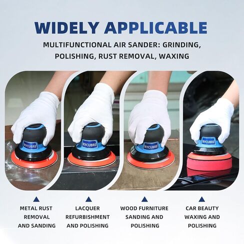 Low noise 5/6 Inch DA Sander for Auto Body - Lightweight, Powerful random orbital air sanders, Noise Reduction Design​ pneumatic sander (6 inch with 12 pcs Sandpaper) in Kuwait