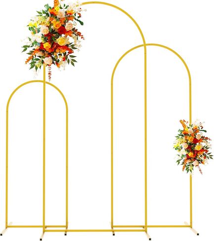 Putros Metal Arch Stand Gold Wedding Chiara Backdrop Stand Set of 3 (7.2FT,6.6FT,6FT) Square Arched Frame for Birthday Party Decoration in Kuwait