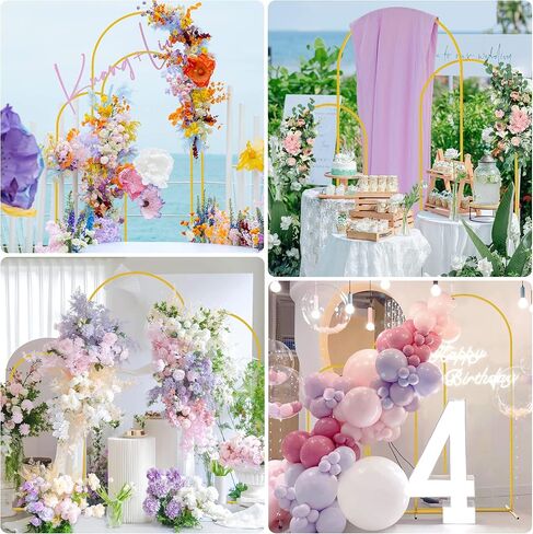 Putros Metal Arch Stand Gold Wedding Chiara Backdrop Stand Set of 3 (7.2FT,6.6FT,6FT) Square Arched Frame for Birthday Party Decoration in Kuwait