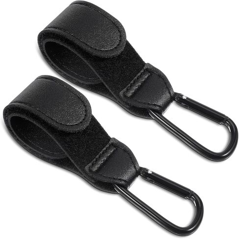 Xindojuz 2 PCS Hooks for الأكياس ، وأشرطة عربات متعددة الأغراض مع مقطع كبير من carabiner لتعليق حقيبة الحفاضات وملحقات المنظمات على الكرسي المتحرك ، والتسوق والحيوانات الأليفة (أسود) in Kuwait