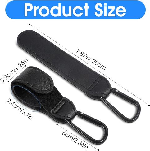 Xindojuz 2 PCS Hooks for الأكياس ، وأشرطة عربات متعددة الأغراض مع مقطع كبير من carabiner لتعليق حقيبة الحفاضات وملحقات المنظمات على الكرسي المتحرك ، والتسوق والحيوانات الأليفة (أسود) in Kuwait