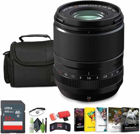 FUJIFILM XF 23mm f/1.4 R LM WR Lens Bundle with Soft Lens Case + 32GB Memory Card + Cap Keeper + Memory Card Wallet + More in Saudi Arabia