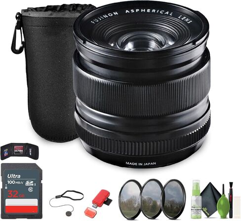 FUJIFILM XF 14mm f/2.8 R Lens Bundle with 32GB Memory Card + Professional 3 Piece Filter Kit, 58mm + Lens Cap Keeper + Memory Card Wallet + More in Saudi Arabia