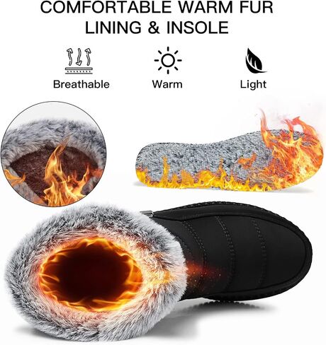 Temofon Womens Snow Boots Winter Wart Warm Boots Boots مقاومة للماء في الهواء الطلق أحذية مبطنة للنساء in Saudi Arabia