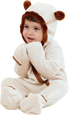 Patpat Baby Fleece Footies Rooded Romper - ملابس لطيفة للبنين والبنات - سستة 2 Way - ملابس الأطفال حديثي الولادة in Kuwait